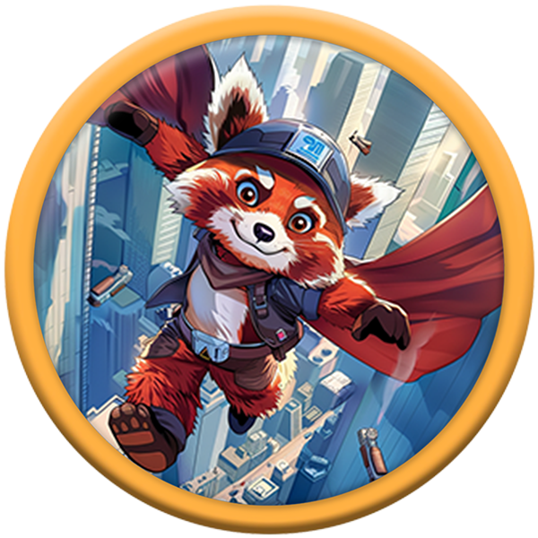 red panda wif hat comic book flying token